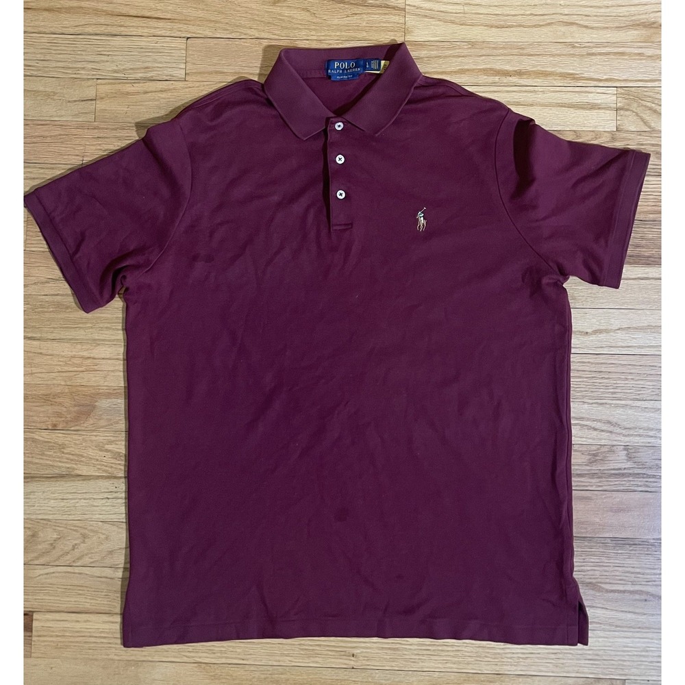 Polo Ralph Lauren Men's Short Sleeve Polo Shirt Burgundy Red Classic Fit Size L
